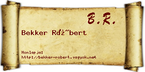 Bekker Róbert névjegykártya